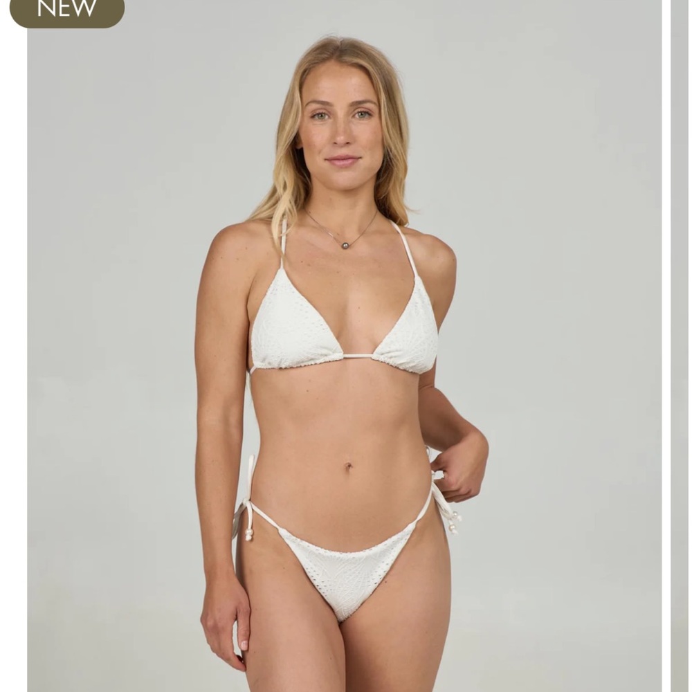 White Eyelet Triangle Bikini Set